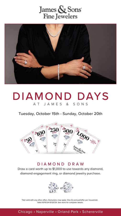James & Sons Fine Jewelers Announces Diamond Days Event with Significant Savings