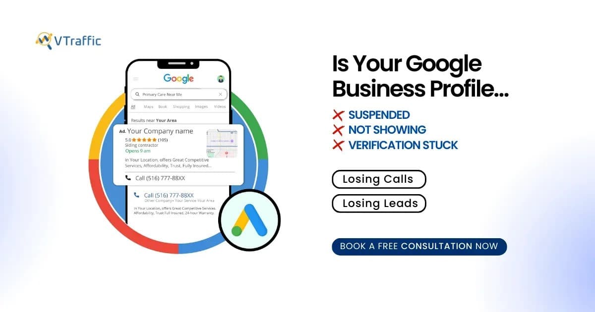 Suspended Google Business Profiles Drive Businesses to VTraffic.io for Reinstatement and Optimization